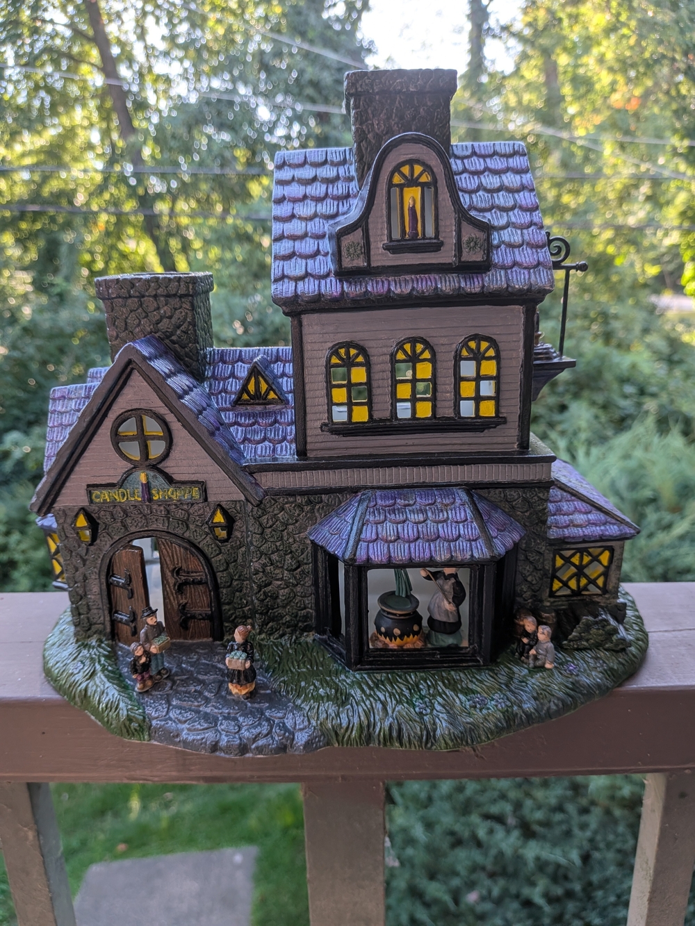 Hand-Painted Ceramic Halloween Cottage with Lit Windows